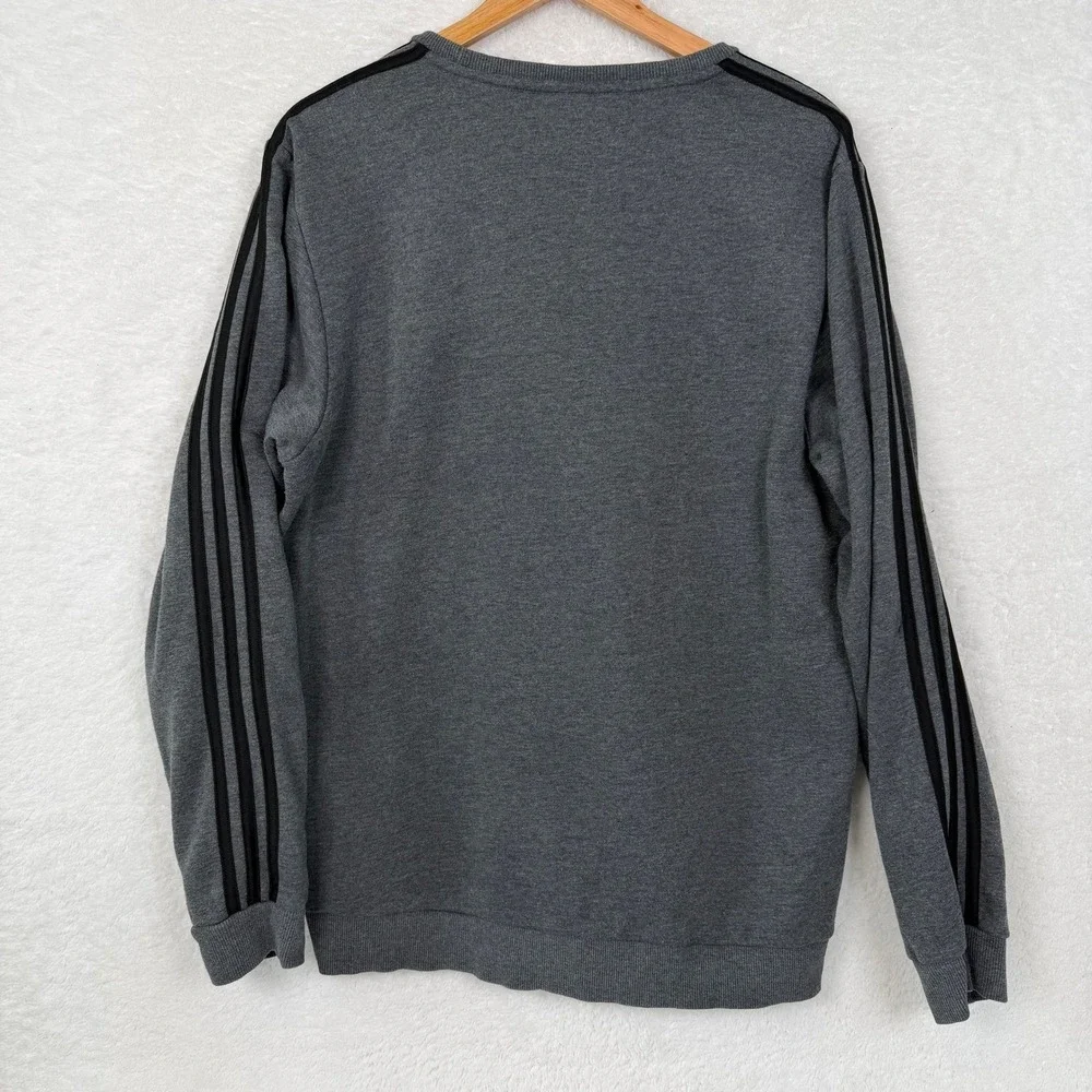 Adidas Essentials 3-Stripes‎ Crewneck Sweatshirt Mens Large Grey Fleece Pullover